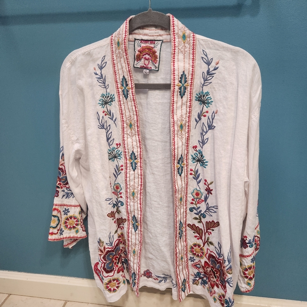 Johnny Was White Linen Kimono